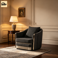 Juego de Sofás Personalizables de Lujo Ligero para Sala de Estar, con Respaldo Curvo Acolchado en Tela y Sillón a Juego para Apartamento, Hotel o Villa