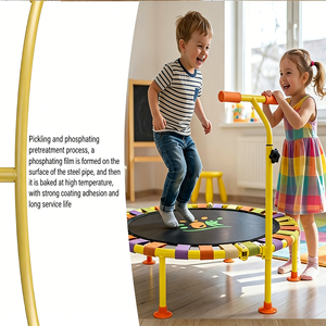 Trampoline circulaire pour enfants d'extérieur facile à assembler avec poignée et dispositifs de sécurité pour un jeu rapide et amusant - Product Image 5