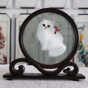 Biombo decorativo de doble cara con bordado de Suzhou, hecho a mano, para sala de estar o dormitorio - Product Image 1