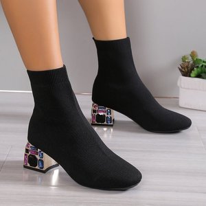 Lug Sole Slip On Chunky Bloc Talon Tricot Rose Chaud <span class=keywords><strong>Noir</strong></span> Cheville Classique Bottes Femmes Plate-Forme <span class=keywords><strong>Chelsea</strong></span> Bottes - Product Image 6