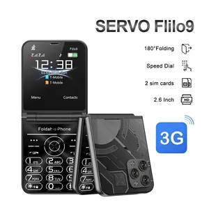 Ponsel WCDMA 3G SERVO Flilo9, kelas atas 2024 dapat dilipat 2 kartu SIM panggilan kecepatan daftar hitam ponsel lipat tipe-c 2.6 "Displa