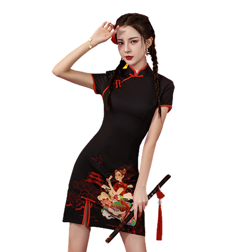 Top 10 Black Cheongsam Elegant and Sexy Women's Clothing