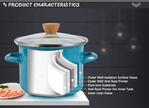 Juegos de utensilios de cocina con revestimiento de esmalte de hierro antiadherente, sartenes azules nórdicas antiadherentes de grado alimenticio LFGB al por mayor - Product Image 5