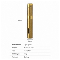 Briquet à jet de butane de luxe style stylo doré, rechargeable et coupe-vent pour cigares, cigarettes et usage extérieur
