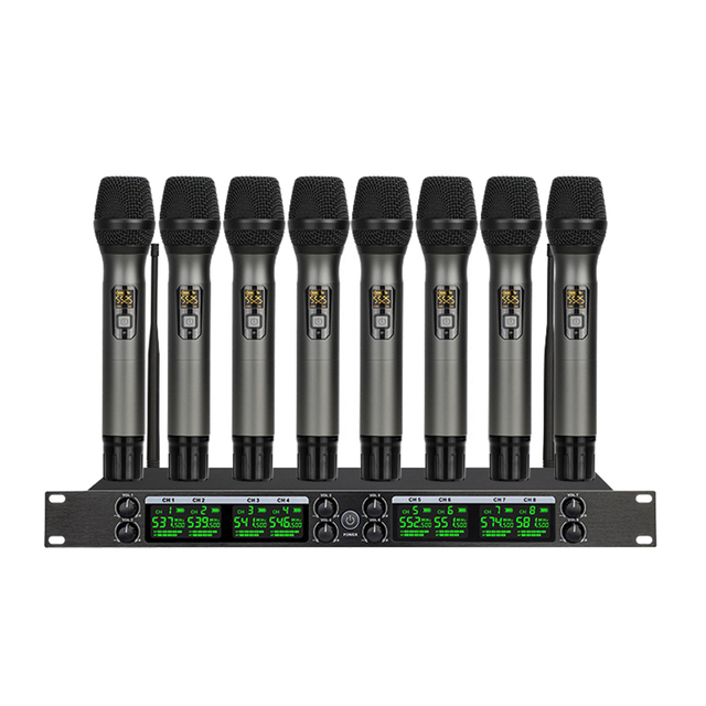 Professional FM Wireless Handheld Dynamic Microphone 8 Channel Outdoor Performance Karaoke Stage UHF Wireless Microphone