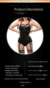 Mode Sexy Bondage Lederen Harnas Bondage Sex Bh Kousriem Ondergoed 2 Stuk Set Vrouwen Body Kousenband - Product Image 3