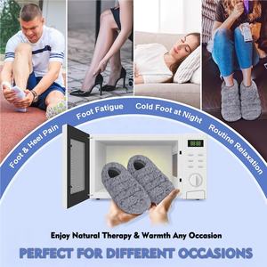 Pantuflas Elásticas de Felpa Suave con Bolsas de Calor Extraíbles, Calentador de <span class=keywords><strong>Pies</strong></span> para <span class=keywords><strong>Microondas</strong></span>, Almohadilla Térmica para el Dolor Menstrual - Product Image 4