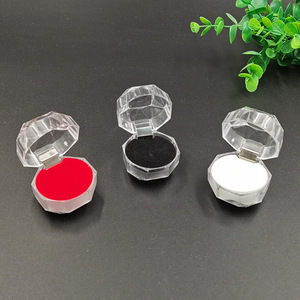 Mini Octagonal Acrylic Jewelry <b>Box</b> With Flip Top For Rings <b>Earrings</b> Necklaces Storage Display One Size Solid Color - Product Image 3