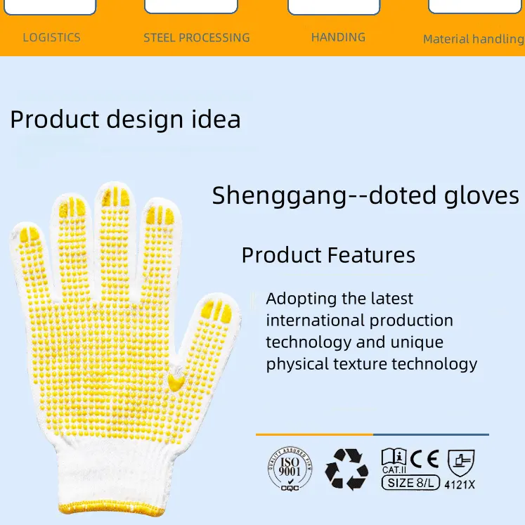 丈夫で安全な綿手袋厚手の耐摩耗性と通気性のある作業用手袋