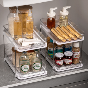 Armoire de cuisine et de salle de bain, <span class=keywords><strong>étagère</strong></span> transparente <span class=keywords><strong>sous</strong></span> l'évier, panier coulissant à 2 niveaux, organisateur de <span class=keywords><strong>tiroir</strong></span> - Product Image 5