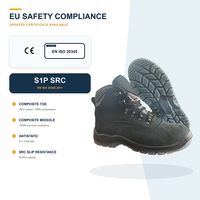 Bottes de sécurité en cuir nubuck CE S1P SR avec embout en acier, anti-perforation, antistatiques, semelle extérieure en PU TPU, testées pour les substances restreintes