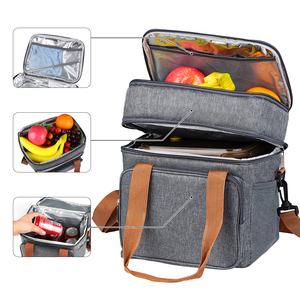 Cách nhiệt tái sử dụng công suất lớn Tote Túi ăn trưa hai lớp rắn Vai Túi thực phẩm dã ngoại trường làm việc sử dụng - Product Image 3