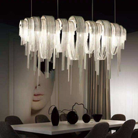 Chaîne personnalisée en aluminium, lustre à franges en macramé, fournisseur de projet d'éclairage de salon et de salle à manger