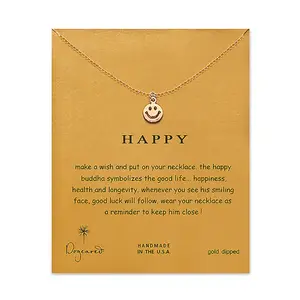 Fashion Simple Big Smile necklace Make A Wish Card Circle Choker Necklace Gold Clavicle Circle Necklace
