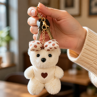 Porte-clés Ours en Peluche Rose Zaves – Écologique, Durable, Adorable, Breloque pour Sac, Doux, pour Sac à Dos, Sac à Main, Clés