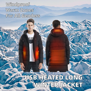 USB Heated Jacket <b>for</b> <b>Men</b> <b>Long</b> Winter <b>Coat</b> with Zipper Closure Plus Size Plus Size Winter <b>Coat</b> <b>for</b> <b>Men</b> - Product Image 2
