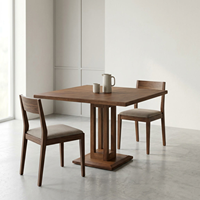 Table de repas compacte chic en bois massif, minimaliste, de haute qualité, avec plateau lisse et plat, petit meuble de repas avec rangement