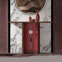 Nouvelle table console étroite en bois massif de style chinois, noyer noir de luxe, avec plateau en dalle de roche pour hôtel, chambre à coucher, salon