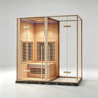 Ruang Sauna Dalam Ruangan Berbahan Hemlock Cocok untuk Gym Spa Relaksasi Sauna Inframerah Mini Portabel Kayu Solid Dengan Pemanas Karbon