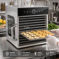 Déshydrateur alimentaire commercial à 10 plateaux en acier inoxydable, sécheur numérique pour friandises pour animaux, viande séchée, fruits, viande, herbes