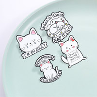 Ensemble de broches émaillées Chat Sarcastique, motifs Sieste, Réflexion excessive et Paresse, pour la décoration de sac à dos