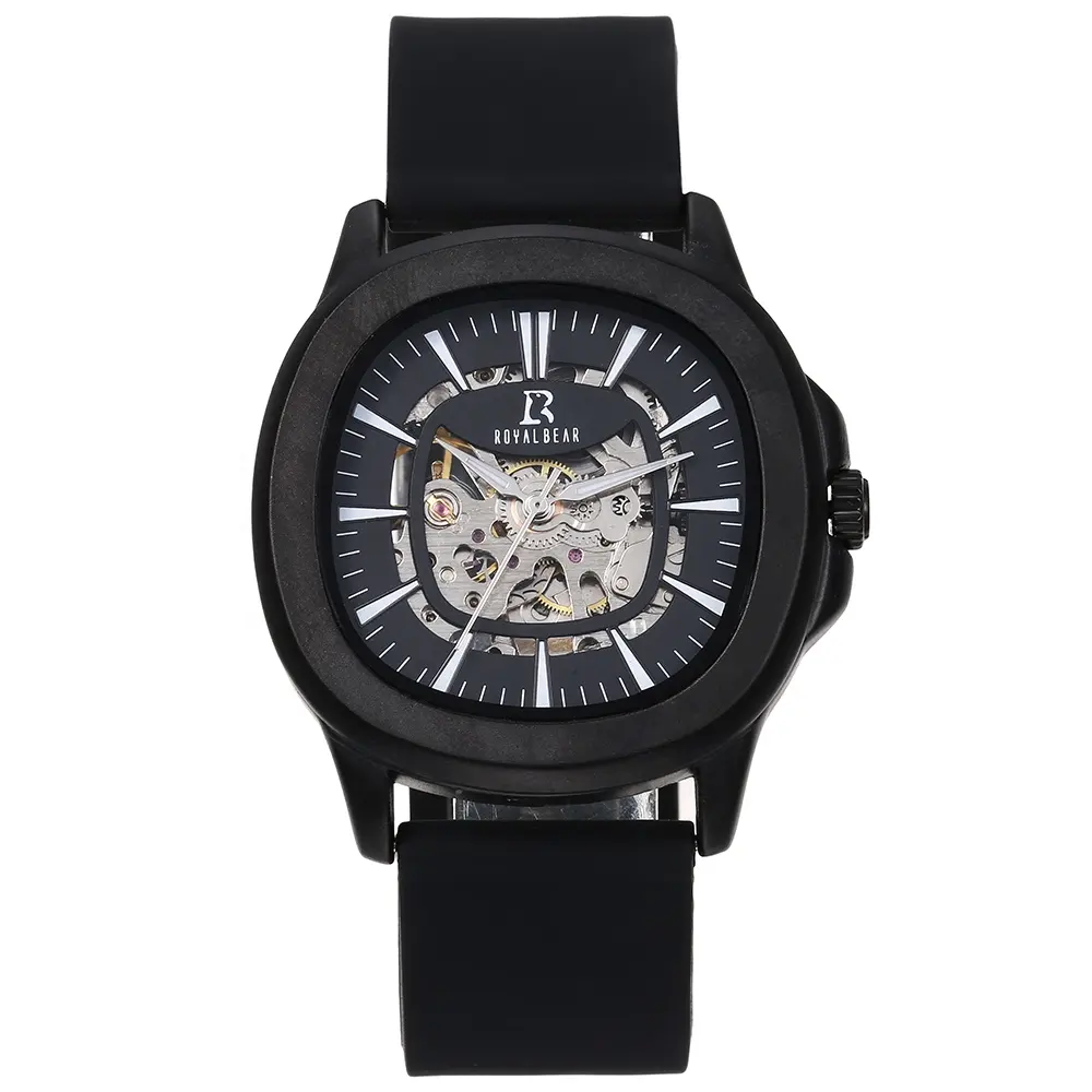 Custom logo luxury oem 3 ATM hollow leather strap wristwatch men mechanical skeleton automatic watch for men