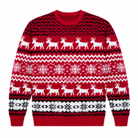 Pull de Noël Homme Tricoté Personnalisé en Gros, Motif Familial Jacquard, Nouvelle Collection, Pull de Noël Moche, Vente Chaude