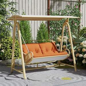 Balançoire de jardin extérieure double en métal avec coussins pour balcon et cour - Product Image 6