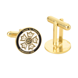 ツートーンの磨き上げられた金メッキのモダンなスクエア型の豪華なメンズ用ユニークなパーソナライズされたシャツ用カフスボタン - Product Image 4