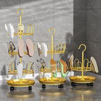 Séchoir à chaussures sur pied avec plateau de drainage, support rotatif pour pantoufles, rangement de balcon, 3 niveaux, multifonctionnel, style européen
