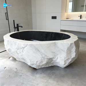Baignoire autoportante en pierre naturelle noire pour salle de bain, en marbre, vente en gros directe usine Chine - Product Image 2