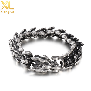 Jewelry Domineering Cuff Vintage Black Keel Chain Bracelets & <b>Bangles</b> Stainless Steel Dragon Head Bracelet for <b>Mens</b> - Product Image 1