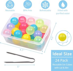 Grossiste Accessoires de Bar Réutilisables Transparents en Plastique Alimentaire Réutilisable et Résistant à la Chaleur, Sphères Colorées en PE, Glaçons Ronds - Product Image 2