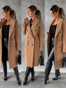 Abrigo de <span class=keywords><strong>Mujer</strong></span> Estilo Vintage, Cruzado, Elegante, Largo, de <span class=keywords><strong>Lana</strong></span>, con Solapa de Pico, Transpirable, para Invierno - Product Image 2