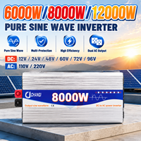 Nouvel onduleur solaire à onde sinusoïdale pure 2026 6000W 8000W 12000W DC12V 24V 48V 60V 72V 96V vers AC110V 220V pour maison, camping-car et système hors réseau