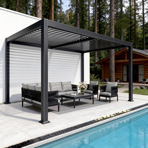 <span class=keywords><strong>Pergola</strong></span> Bioclimatique Moderne d'Extérieur en <span class=keywords><strong>Aluminium</strong></span> à Lames Orientables 3x3 3x4 4x4 6x4 m, Fabrication OEM - Product Image 1