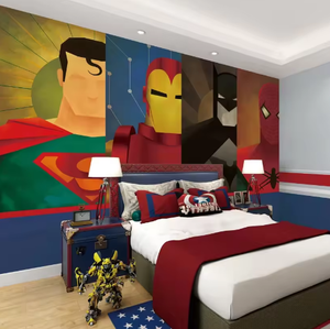Papel Tapiz Personalizado Impreso en 3D para Decoración del Hogar, Papel Tapiz de Dibujos Animados de Superhéroes Americanos para Decoración de Paredes de Habitaciones Infantiles - Product Image 1