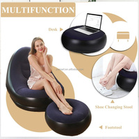 Canapé gonflable sans pieds en PVC floqué pour intérieur et extérieur, idéal pour la détente