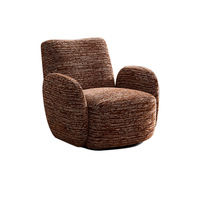 Fauteuil de salon rétro de style français Bella, pivotant, réglable, en flanelle, multifonctionnel