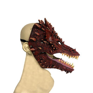 فم متحرك تنين أحمر سحلية ديناصور وحش فستان هالوين فاخر ، قناع - Product Image 2