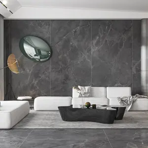 Factory Supplies Ceramic Tile Building Materials Dark Gray 3 Sided Mixed Tiles Polished Glazed Slab For Living Room Decor