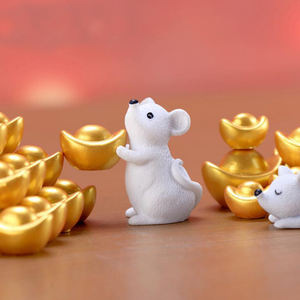 Statuette di Topi Portafortuna, Ornamenti di Topi Ricchi, Piccole Statuette Decorative da Scrivania, Animali Carini per Decorazione <span class=keywords><strong>Casa</strong></span> - Product Image 5