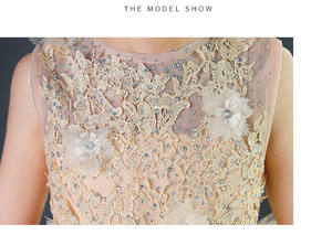 Vestido de Lujo para Niñas, Estilo Princesa, con Apliques de Encaje, Cuentas, Tul en Capas y Flores, para Bodas y Actuaciones - Product Image 4