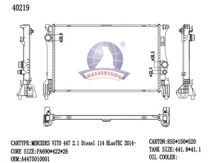 Radiateur d'eau de voiture de pièces d'auto de fabrication polaire pour le camping-car de Benz <span class=keywords><strong>Marco</strong></span> Polo W447 200 CDI 2015 accessoires 606453 4475010001 - Product Image 2