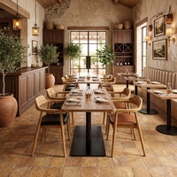 Table et chaises de restauration commerciales vintage européennes, idéales pour les restaurants privés, taille et couleur personnalisées