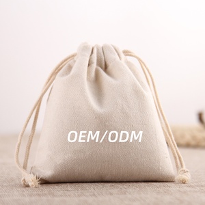 Sac à poussière personnalisé avec logo, en toile de coton blanc, mini sac en mousseline avec cordon de serrage, petite pochette cadeau pour bijoux - Product Image 1
