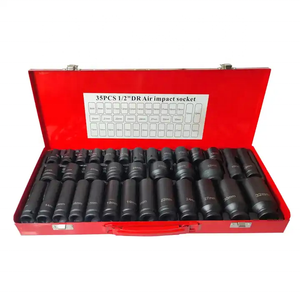 Set Soket Pneumatik Universal Heavy Duty CRV 35Pcs 1/<span class=keywords><strong>2</strong></span> Inch Deep Socket Set Tool Kit - Product Image 1
