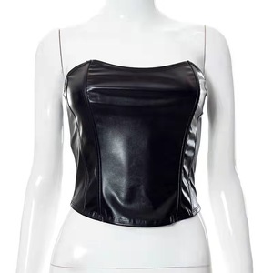 <span class=keywords><strong>Corset</strong></span> Femme Faux Cuir <span class=keywords><strong>Noir</strong></span> <span class=keywords><strong>Rouge</strong></span> Fermeture à Glissière Devant Bustier Corsets Top - Product Image 5