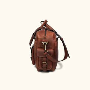 Sac messager style aviateur en cuir de buffle vieilli, avec double poche à rabat avant et ferrures métalliques antiques, idéal pour <span class=keywords><strong>avocat</strong></span> et bureau - Product Image 3