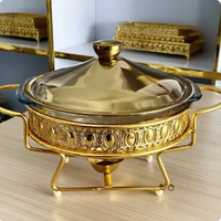 Nouveau design – Plats de service ronds en acier inoxydable doré pour buffet, chauffe-plats de buffet pour hôtels et restaurants avec couvercle de four